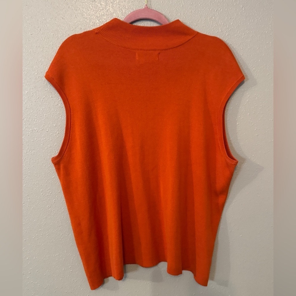 Silk‎ sleeveless high neck modest lightweight orange sweater blouse plus size 3x